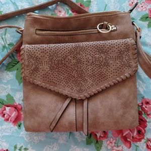 Violet Ray laser cut suede purse